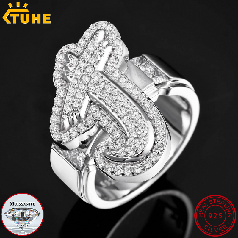 Moissanite Ring - TUHE Iced Out Moissanite Custom Letter
