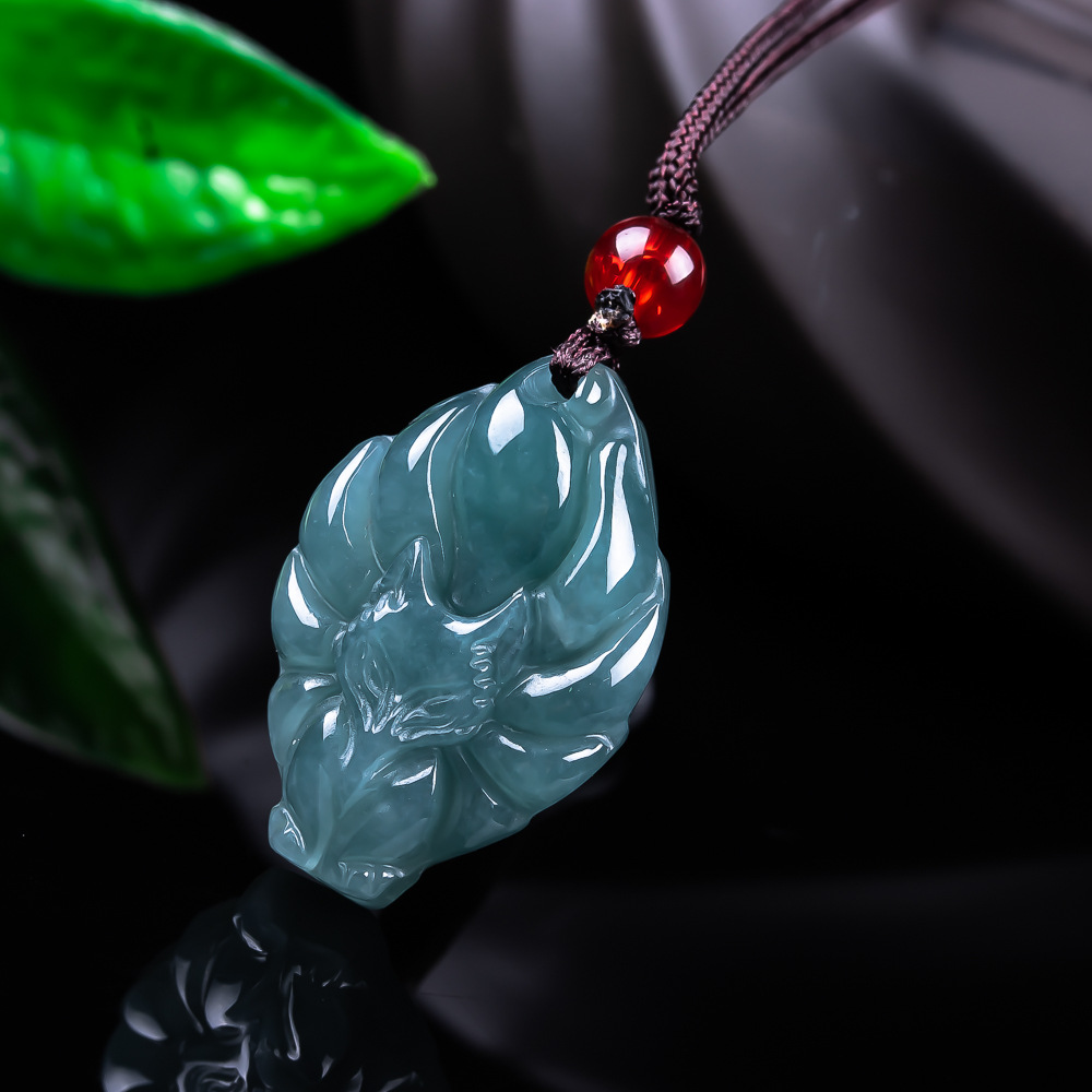 Jewelry & Watches Store - Natural Burmese Jadeite Fox Pendant Necklace
