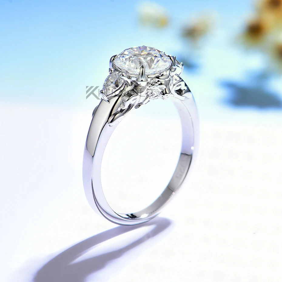 Moissanite Ring - 7.5MM Round D VVS1 Lion Solitaire