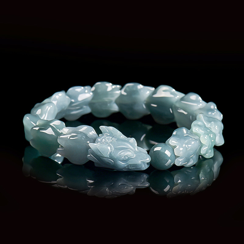 Jewelry & Watches Store - Blue Burmese Jadeite Dragon Bracelet Carved