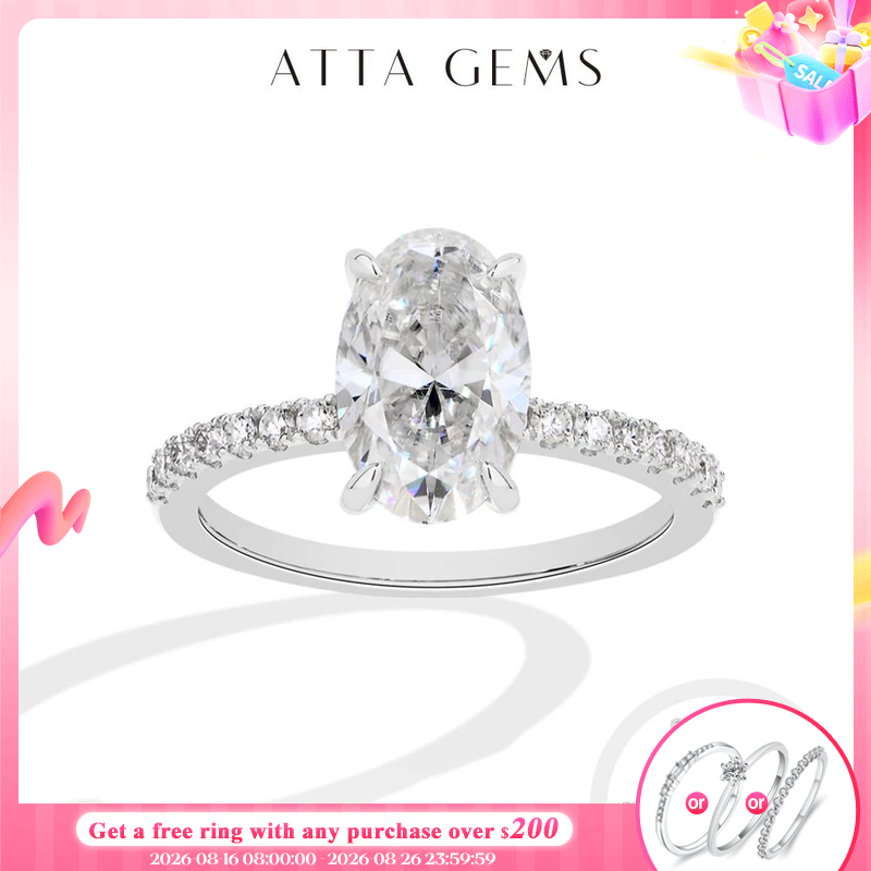ATTAGEMS Oval Cut 3.0CT Moissa - Moissanite Ring 评论和价格