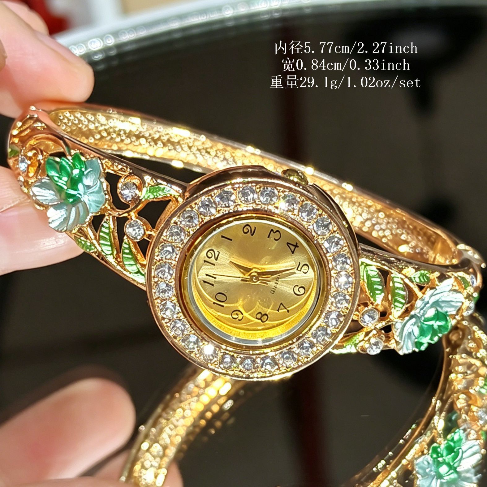 Vintage Gold Enamel Flower Wri - Jewelry Watches For Ladies 评论和价格