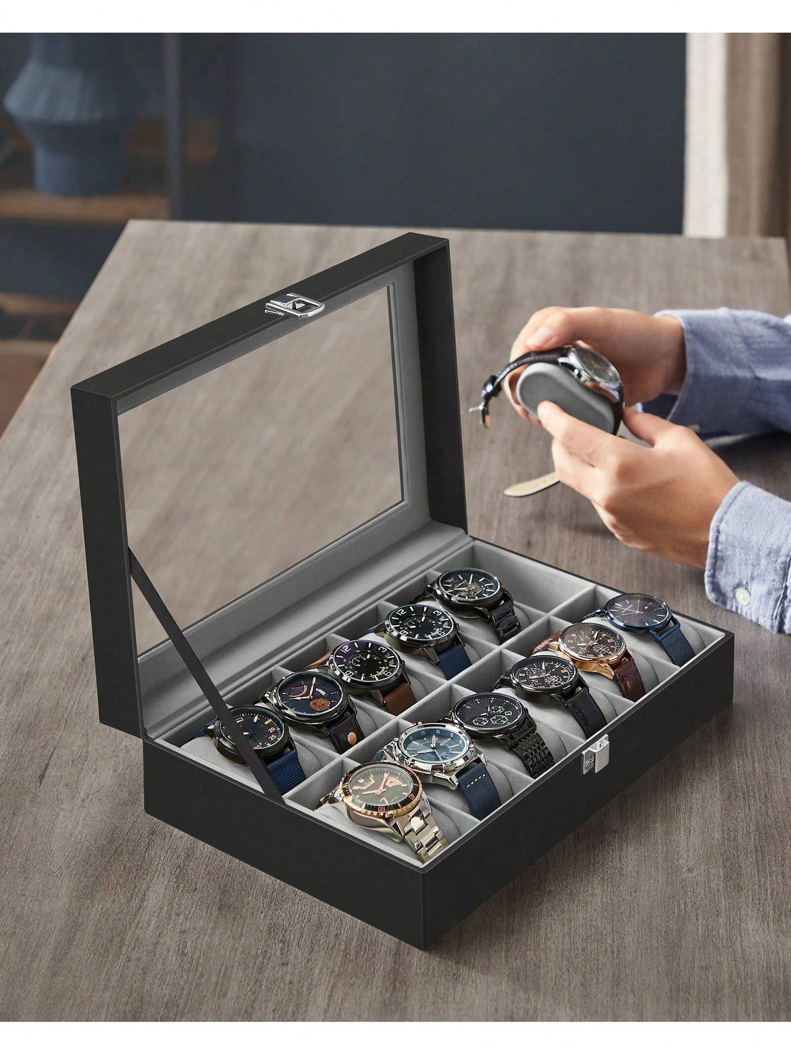 12-Slot Lockable Watch Box wit - Jewellery Watch 评论和价格