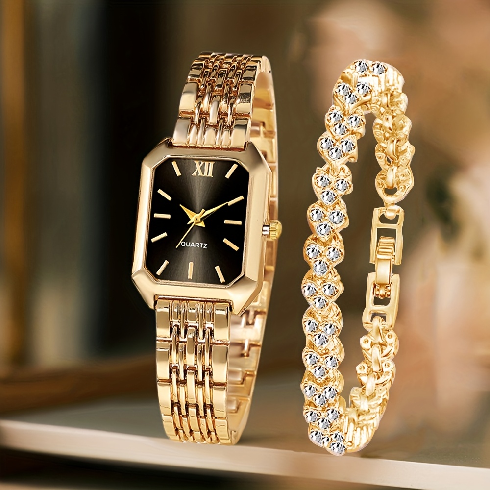 2PCS Fashion Rectangle Women Q - Jewelry Watches Women 评论和价格