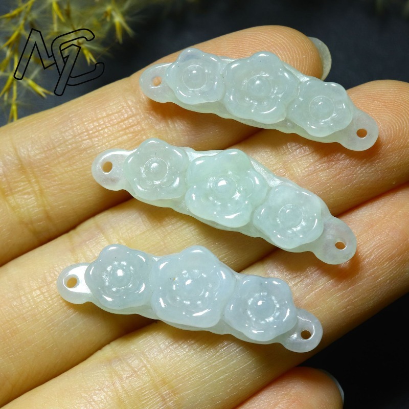 1pc Natural Jadeite Emerald Fl - Jewelry & Watches Store 评论和价格