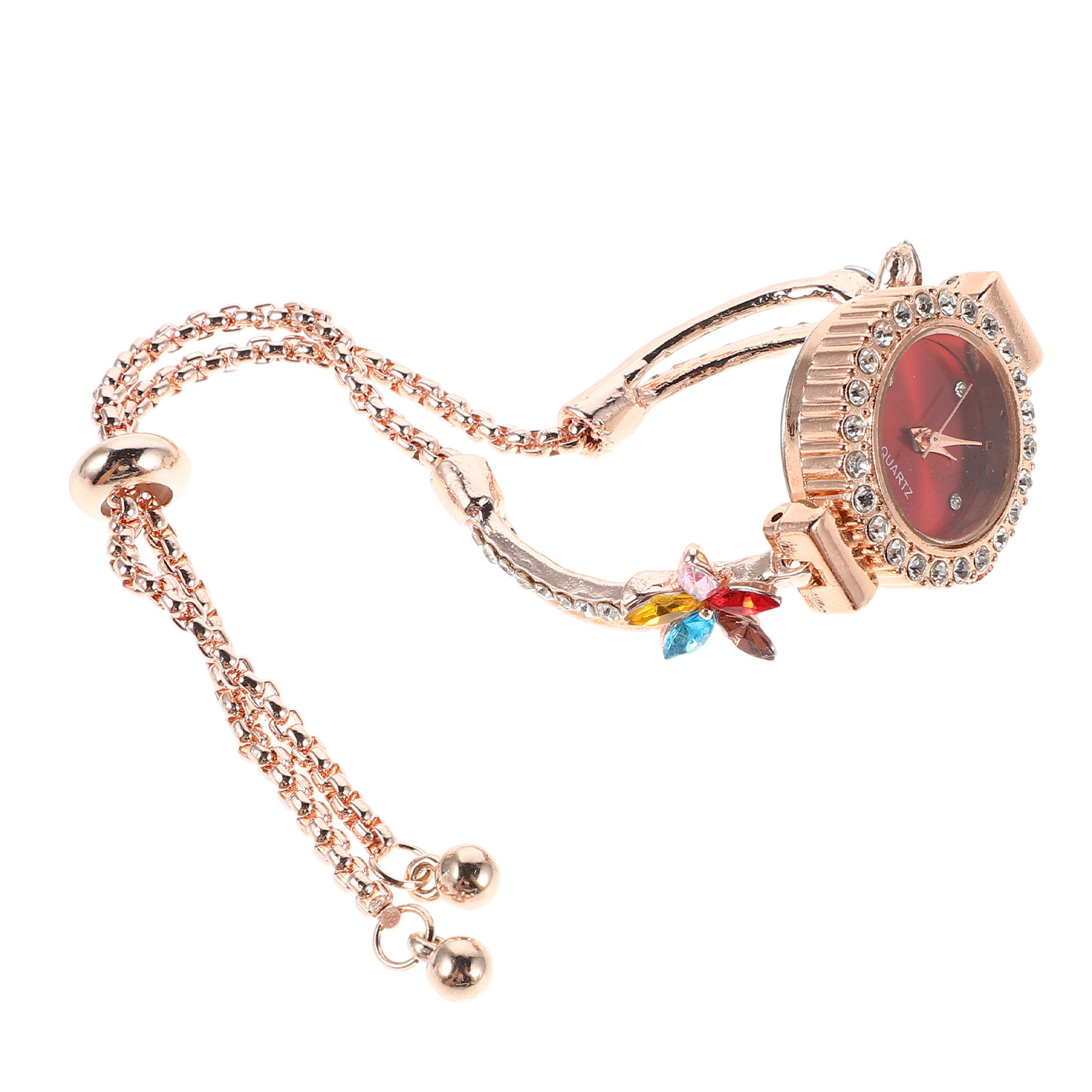 Women's Floral Rhinestone Brac - Jewels In Quartz Watches 评论和价格
