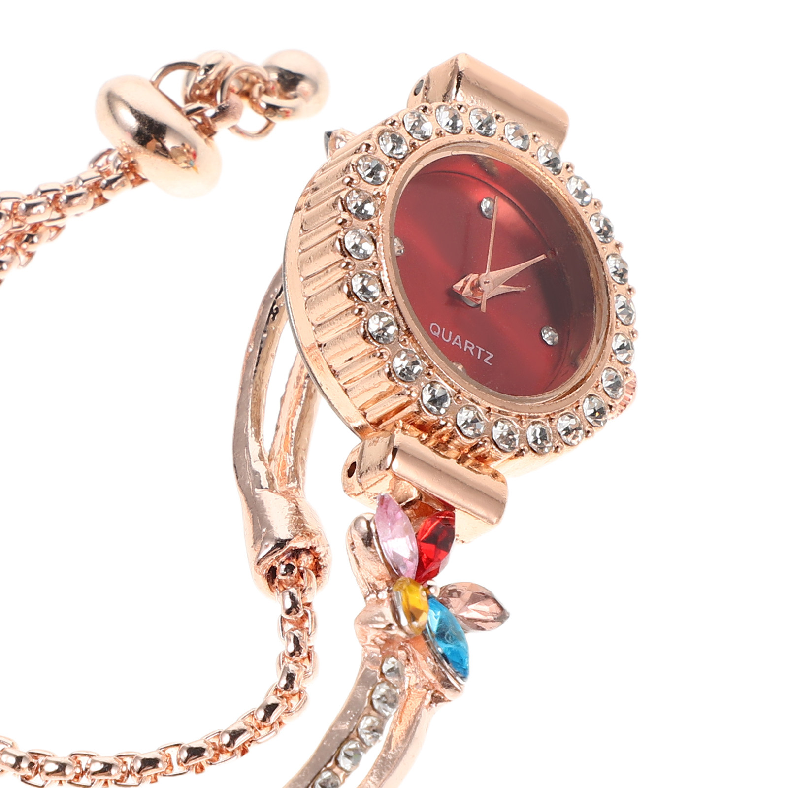 Women's Floral Rhinestone Brac - Jewels In Quartz Watches 评论和价格
