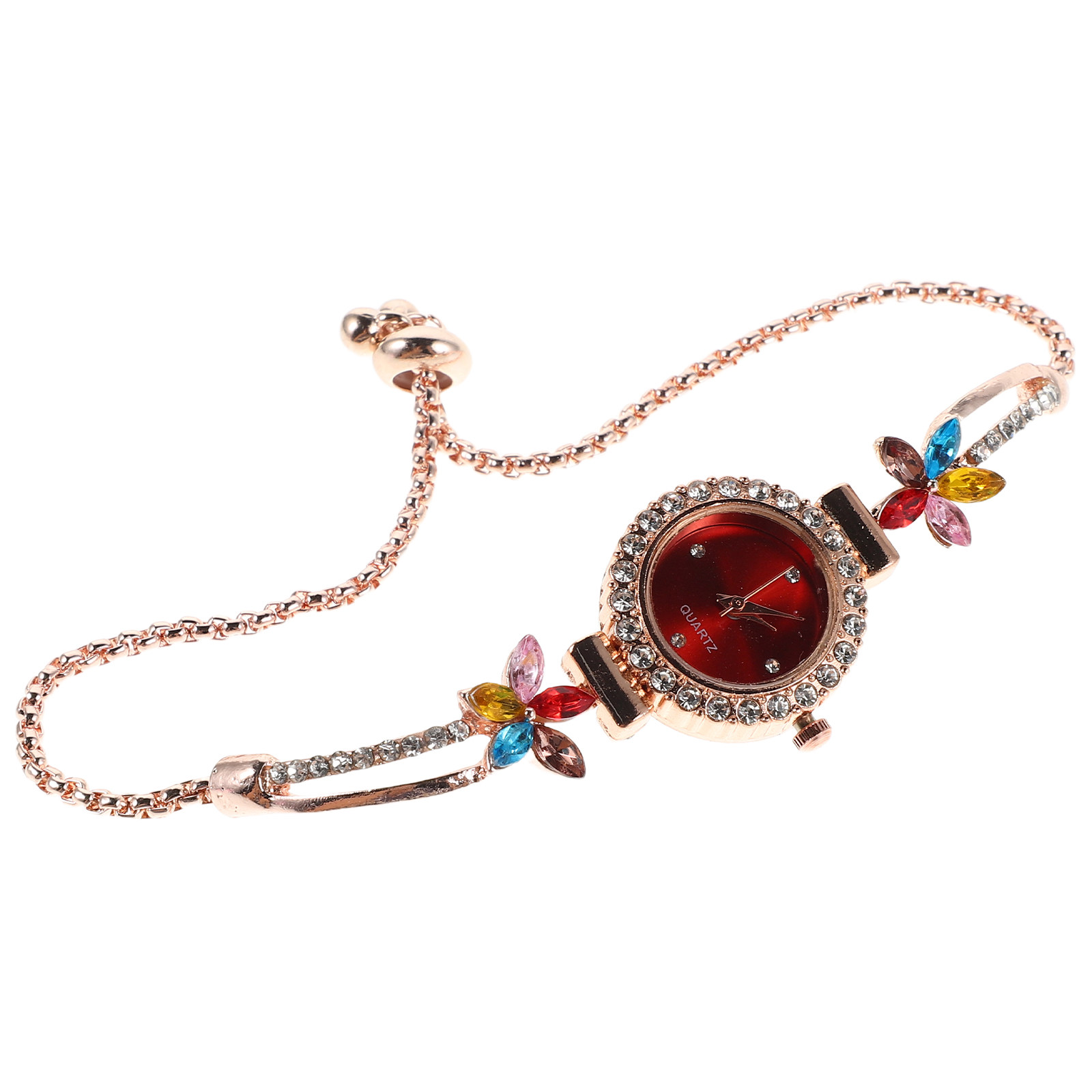 Women's Floral Rhinestone Brac - Jewels In Quartz Watches 评论和价格