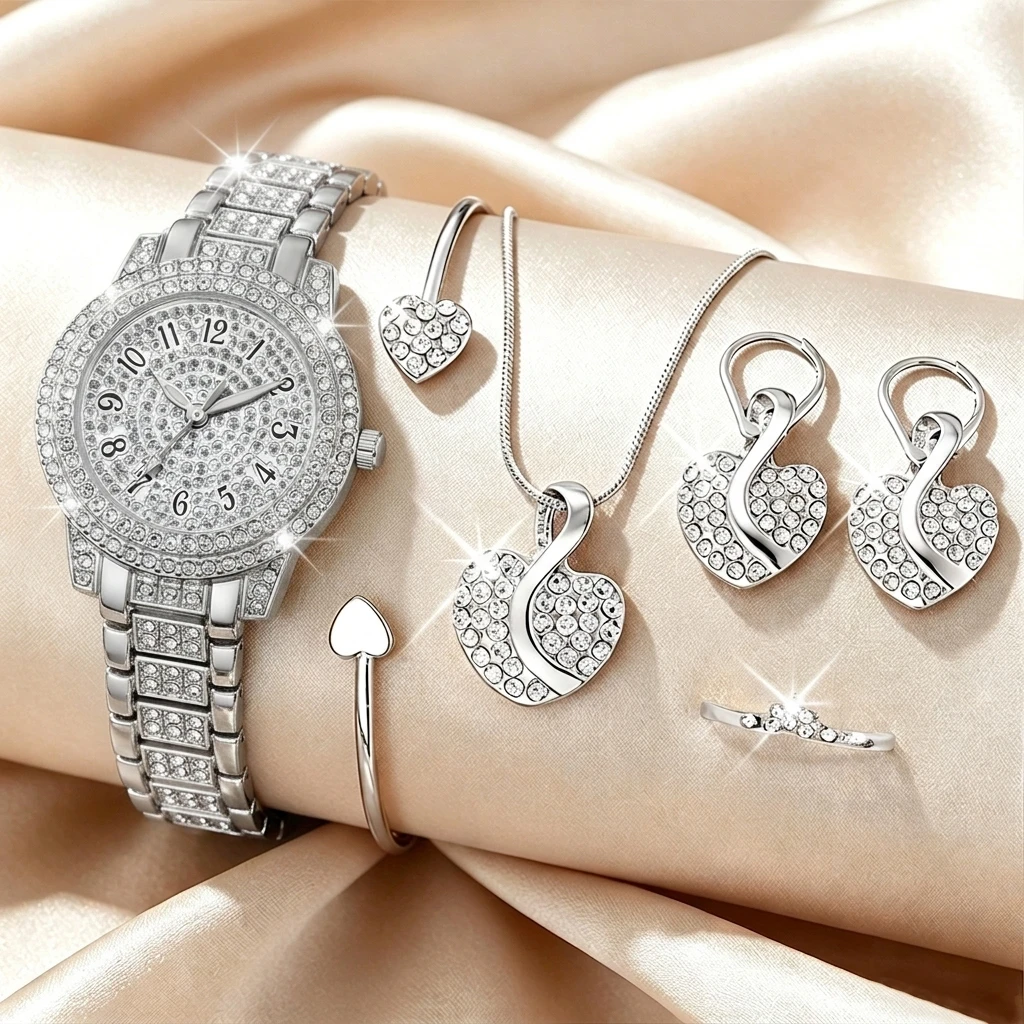 6PCS Fashion Rhinestone Women  - Jewelry Watches For Ladies 评论和价格